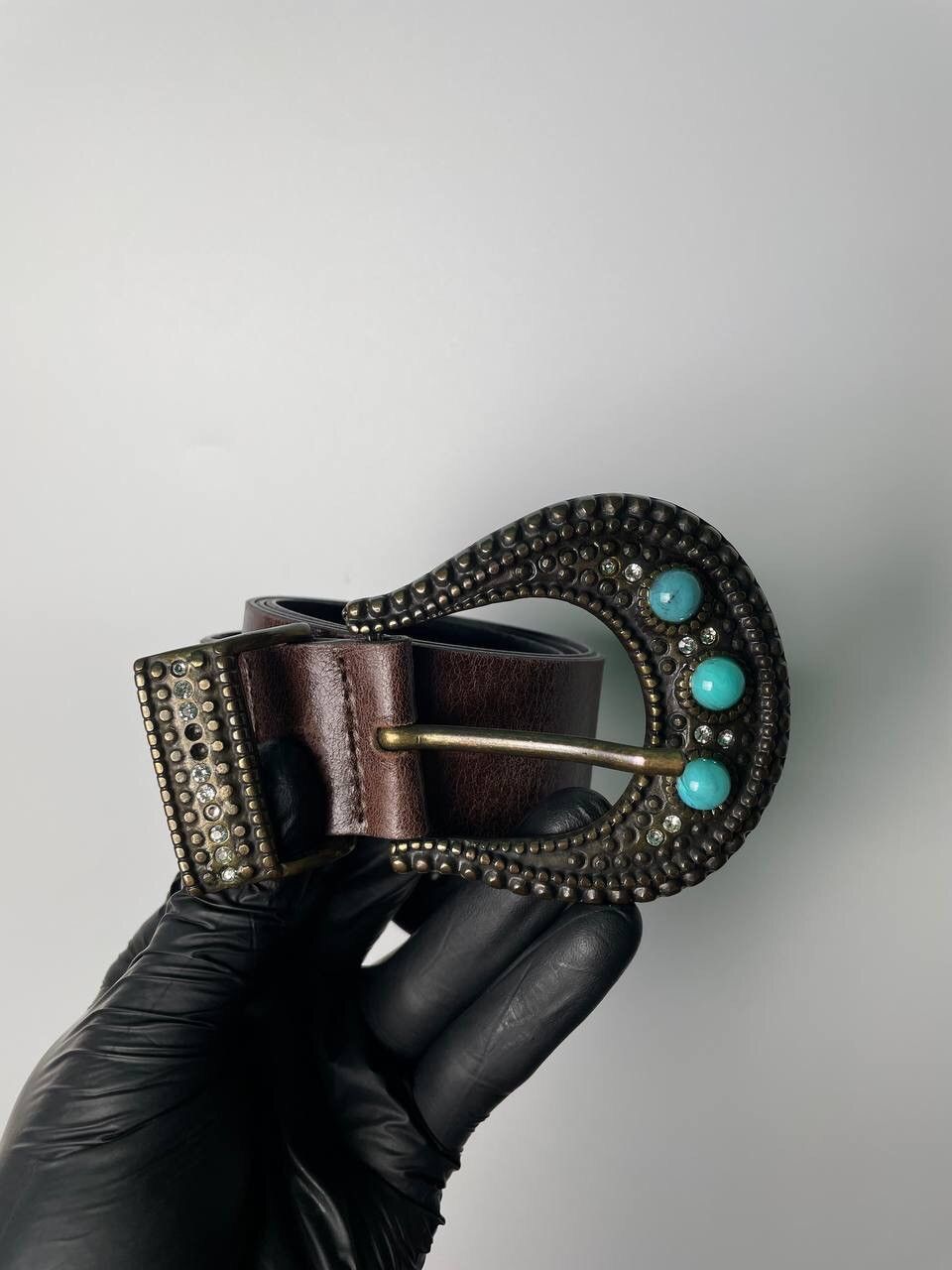 B.B. Simon × Japanese Brand Vintage Designer Hype Brown Belt Crystal Leather Size ONE SIZE - 1 Thumbnail