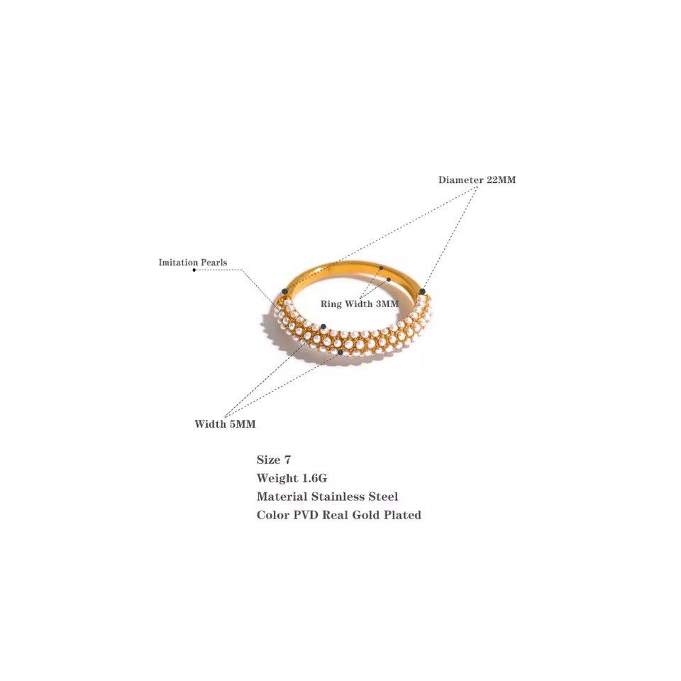 Jewelry Elegant Imitation Pearls Stainless Steel Charm Chic Ring Size ONE SIZE - 5 Thumbnail