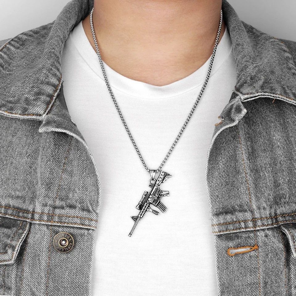Jewelry Automatic Rifle Pendant Necklace Size ONE SIZE - 3 Thumbnail