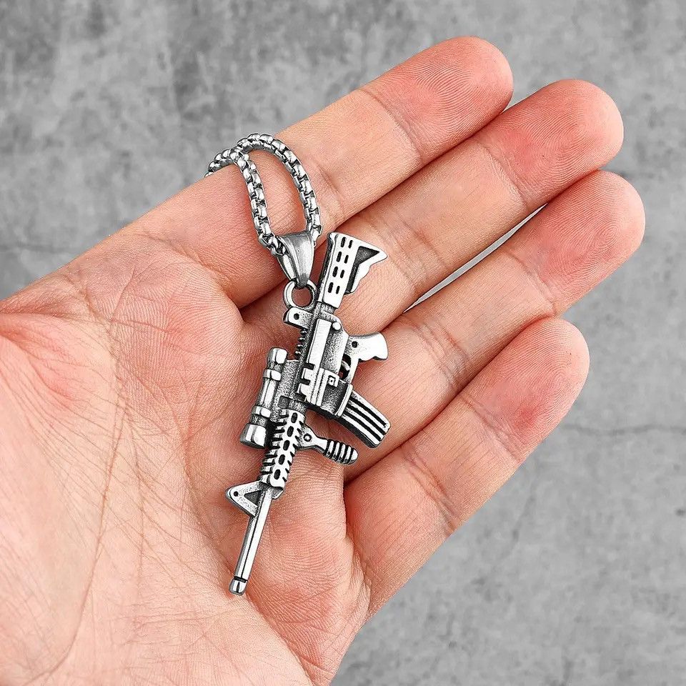 Jewelry Automatic Rifle Pendant Necklace Size ONE SIZE - 2 Thumbnail