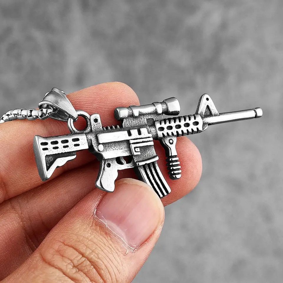 Jewelry Automatic Rifle Pendant Necklace Size ONE SIZE - 1 Thumbnail