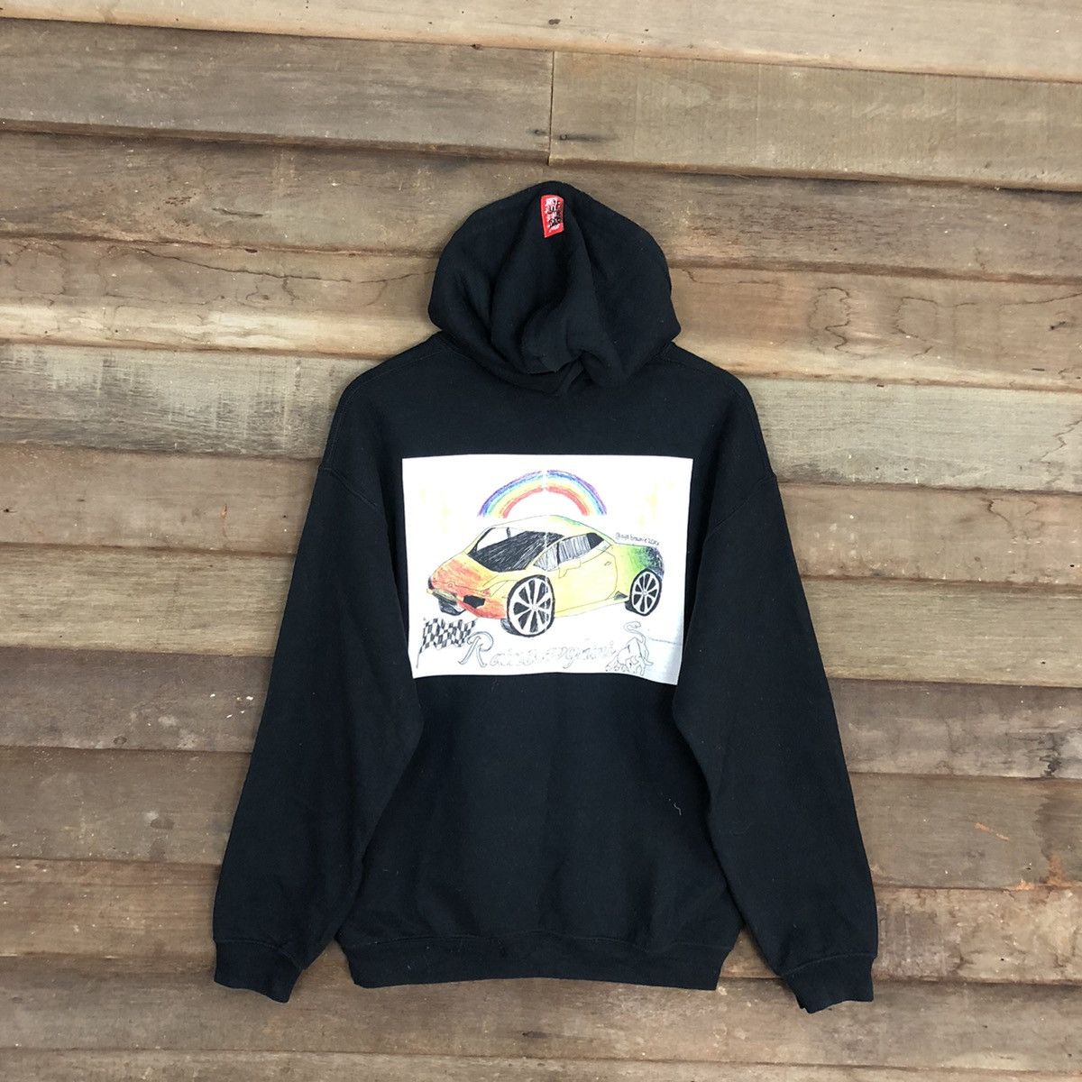 image of The Black Eye Patch Rainbowghini Art Paint Hoodies 5654 in Dark Blue, Men's (Size Medium)