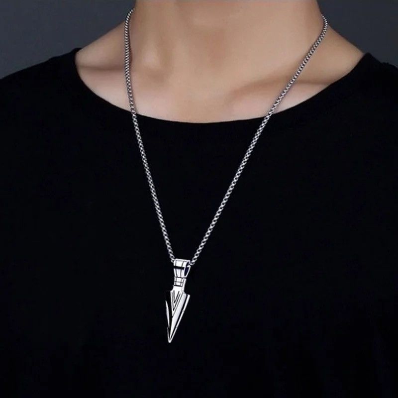 Jewelry Triangular Arrow Pendant Necklaces in Silver, Men's