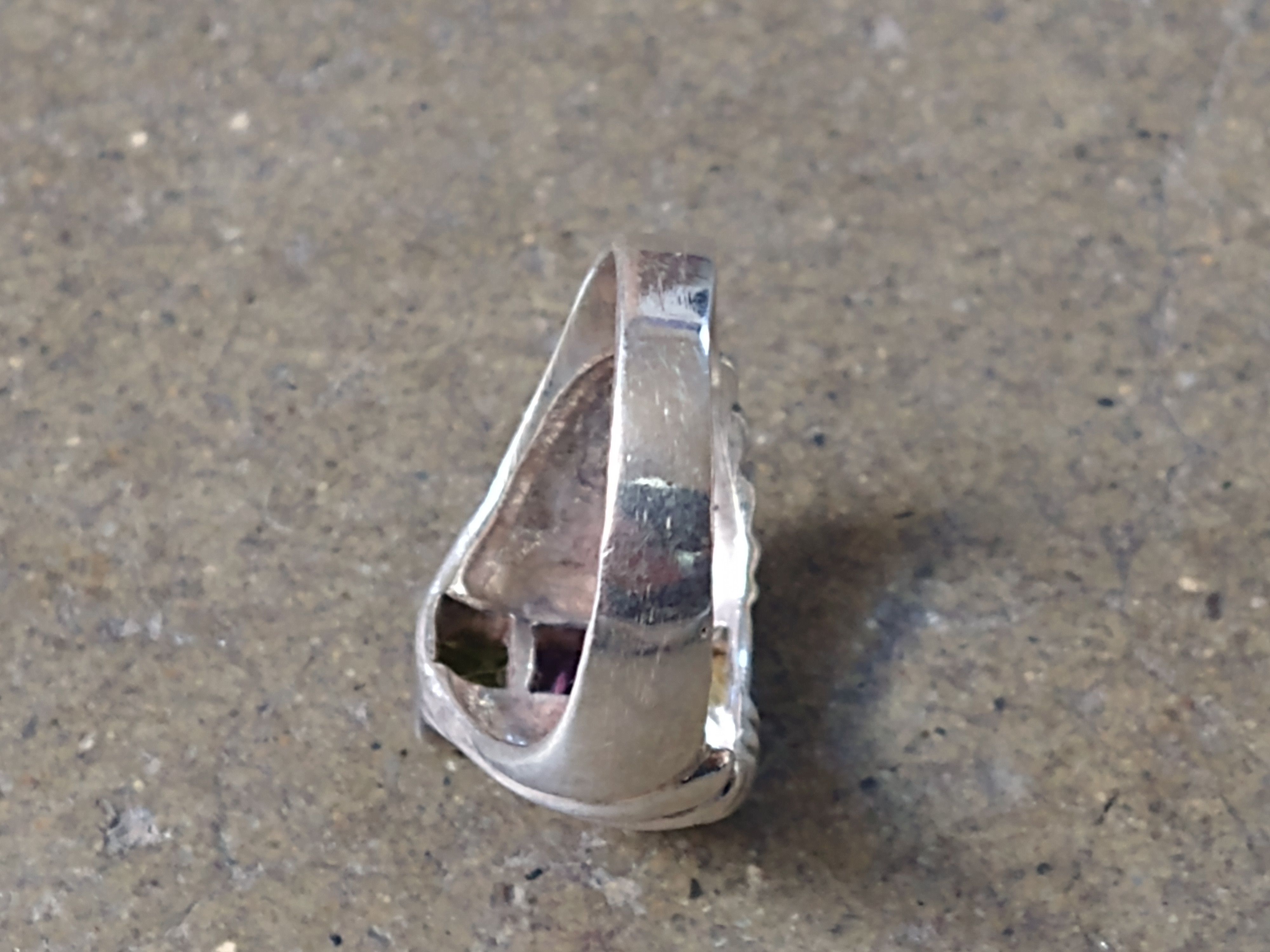 Other Sterling Silver Ring 8.25 Peridot Amethyst Modern Abstract Size ONE SIZE - 10 Thumbnail