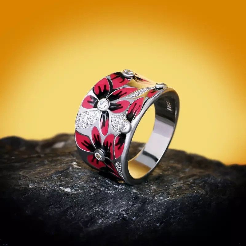 Japanese Brand × Jewelry × Vintage Fashionable and Exquisite Red Flower Ring Size ONE SIZE - 2 Thumbnail
