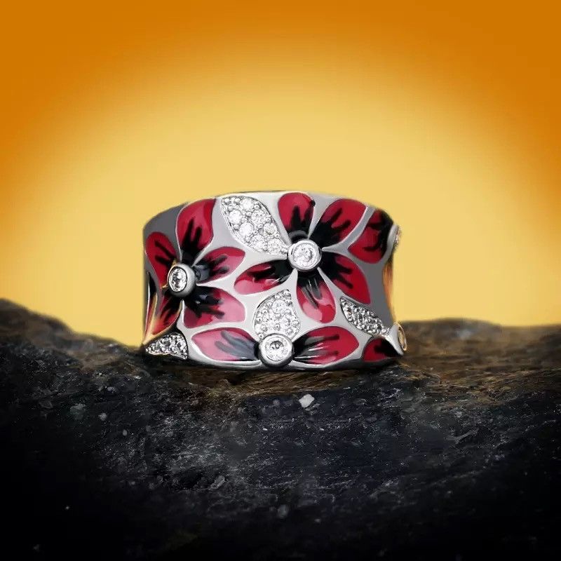 Japanese Brand × Jewelry × Vintage Fashionable and Exquisite Red Flower Ring Size ONE SIZE - 3 Thumbnail