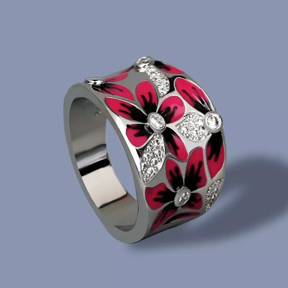 Japanese Brand × Jewelry × Vintage Fashionable and Exquisite Red Flower Ring Size ONE SIZE - 1 Thumbnail