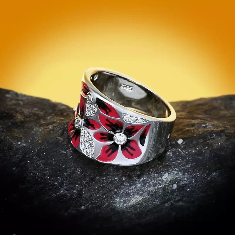 Japanese Brand × Jewelry × Vintage Fashionable and Exquisite Red Flower Ring Size ONE SIZE - 5 Thumbnail