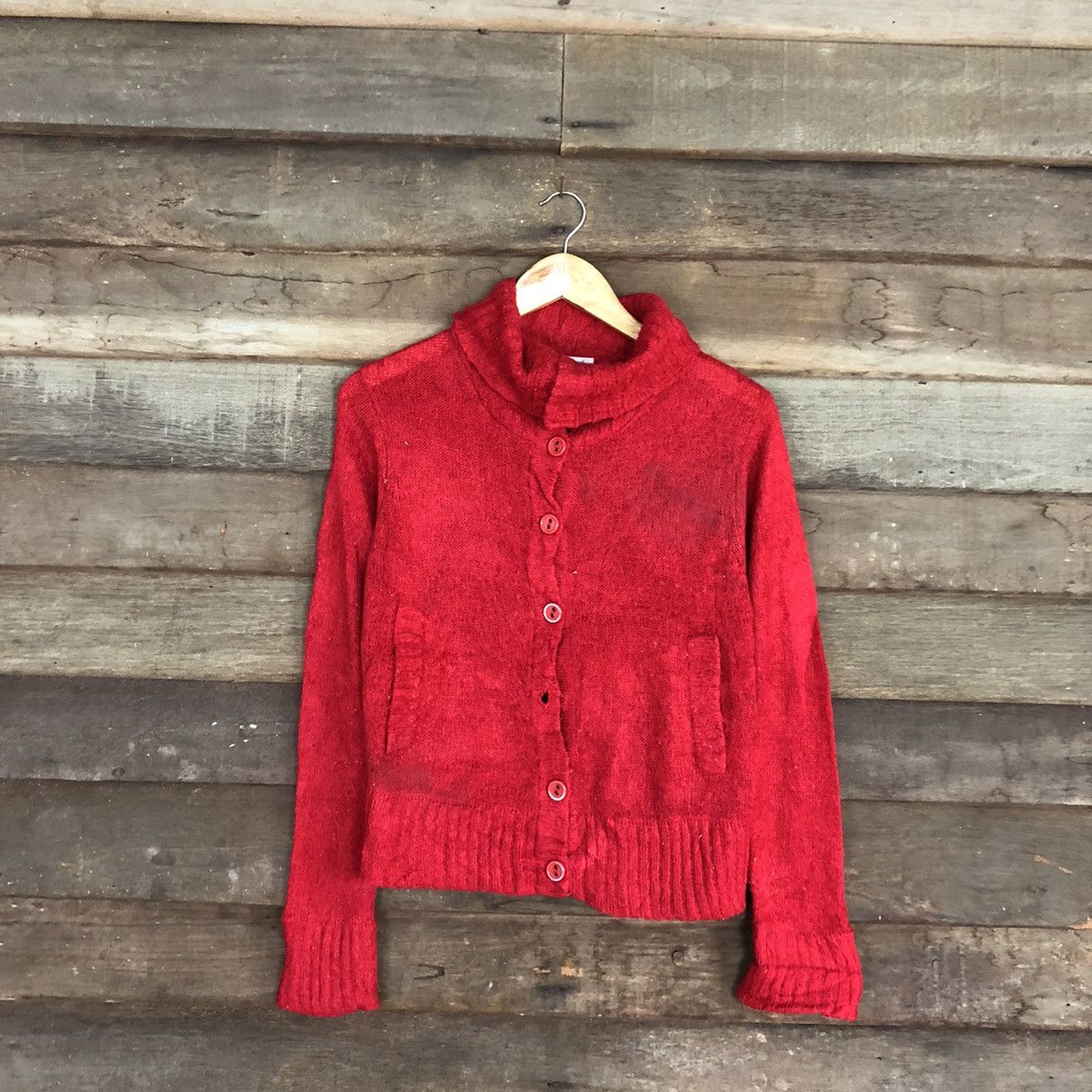 Vintage Red mohair shaggy Soft fabric by Brand Deche