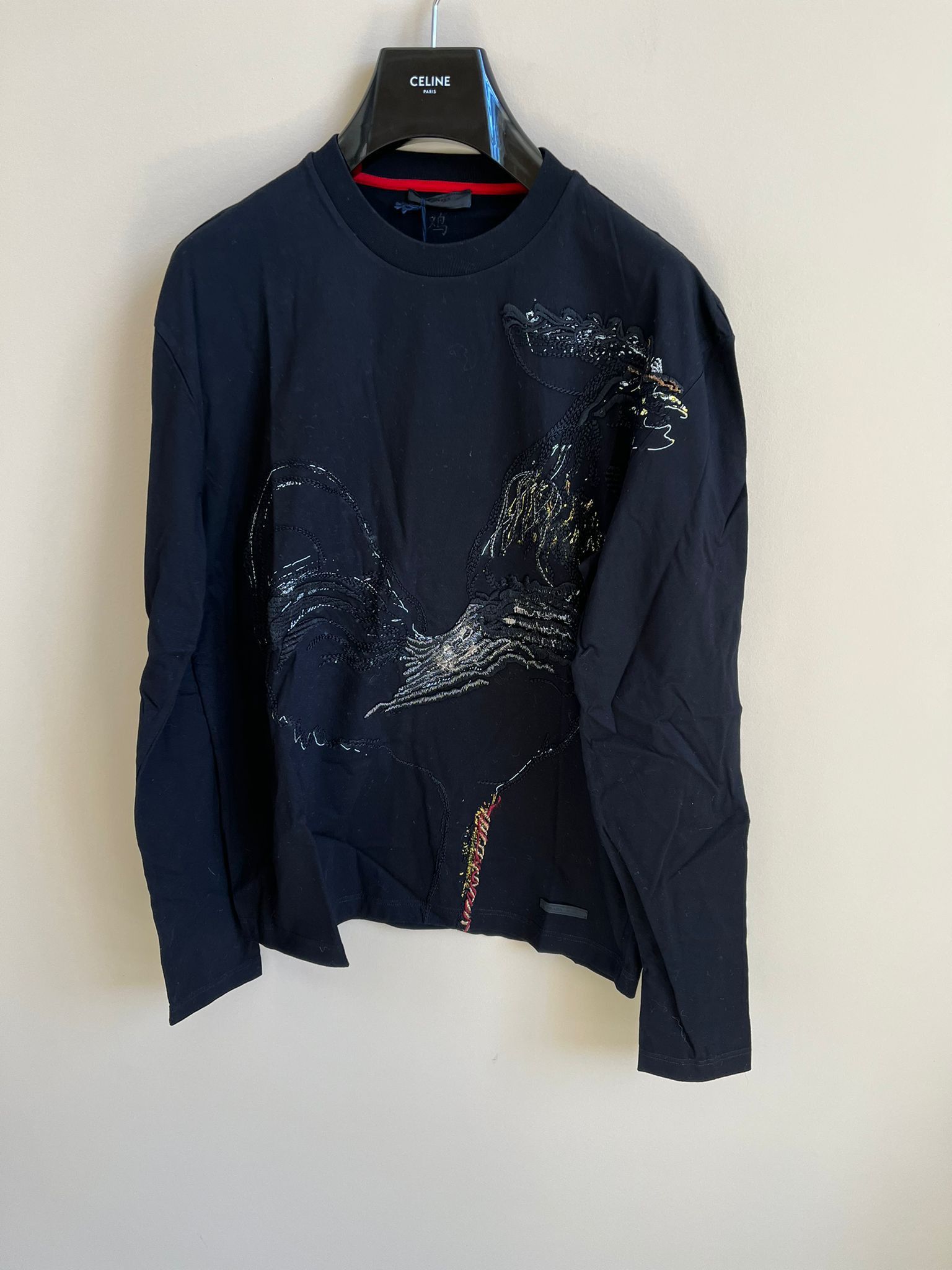 Prada Rooster Embroidered Tee in Black Size US L / EU 52-54 / 3 - 8 Thumbnail