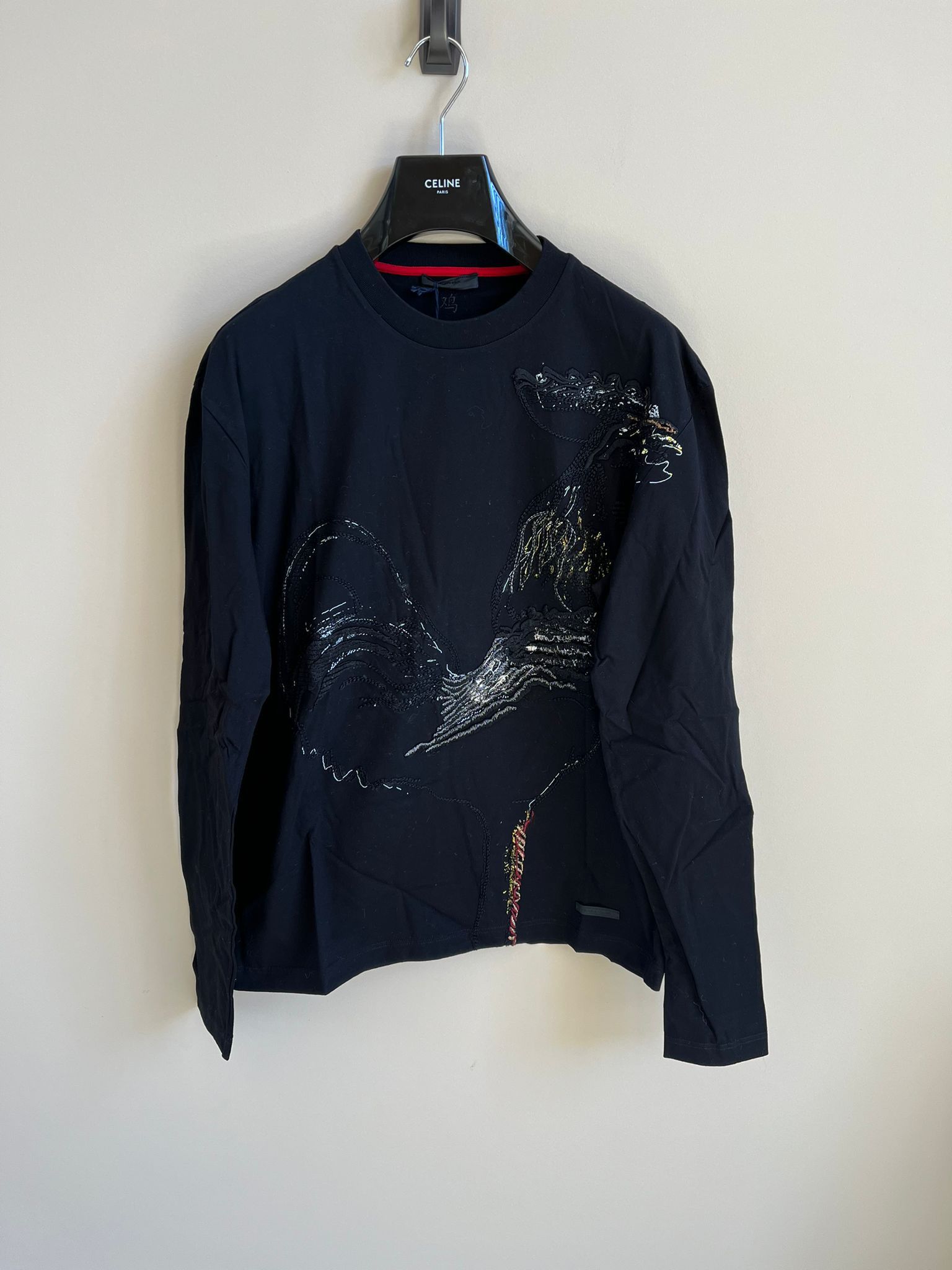Prada Rooster Embroidered Tee in Black Size US L / EU 52-54 / 3 - 2 Thumbnail