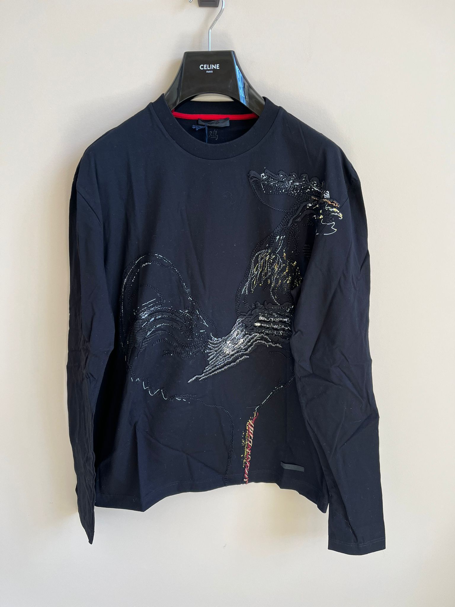 Prada Rooster Embroidered Tee in Black Size US L / EU 52-54 / 3 - 1 Thumbnail