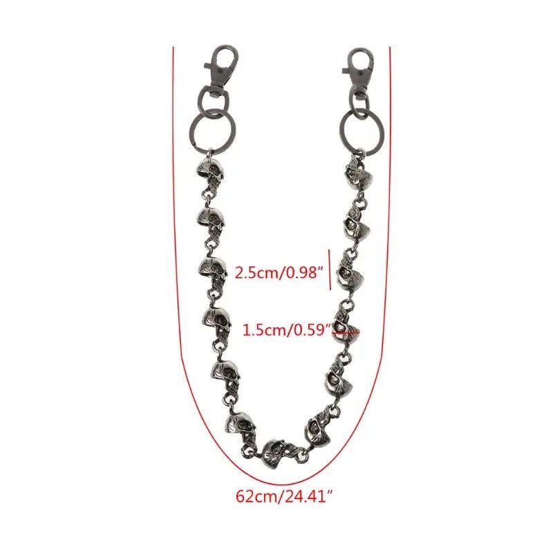 Jewelry Skull Head Chain Punk Skeleton Size ONE SIZE - 3 Thumbnail