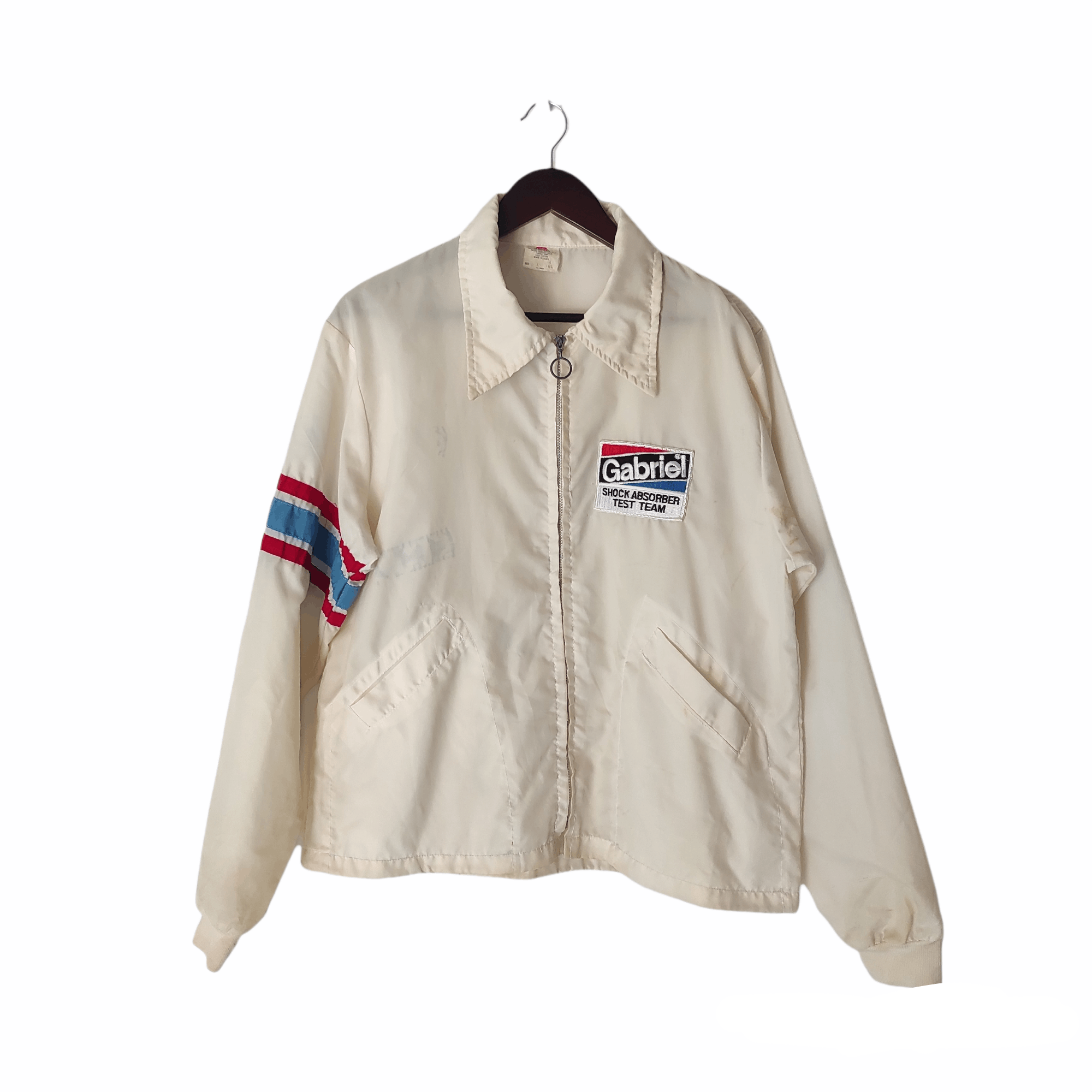 image of Vintage 70's Gabriel Test Team Racing Jacket Wind Breaker in Cream, Men's (Size Large)
