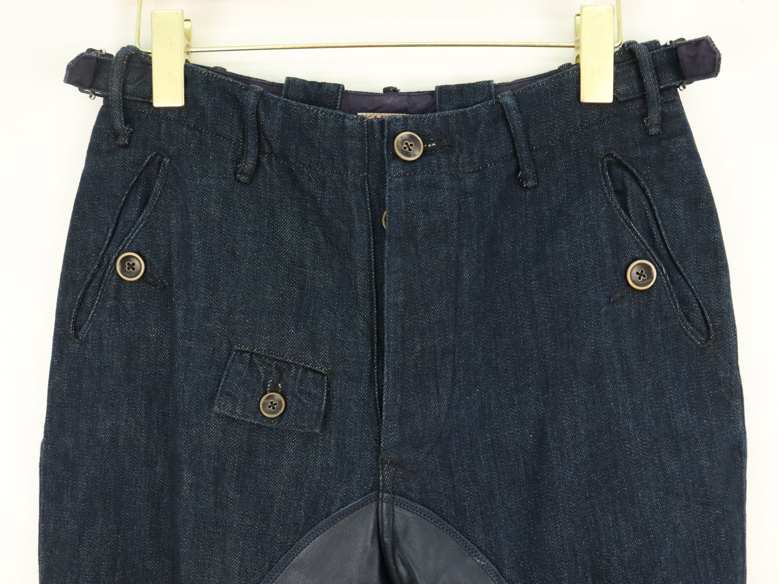 Kapital KAPITAL SADDLE LEATHER MID RISE DENIM JEAN PANT Size US 27 - 11 Thumbnail