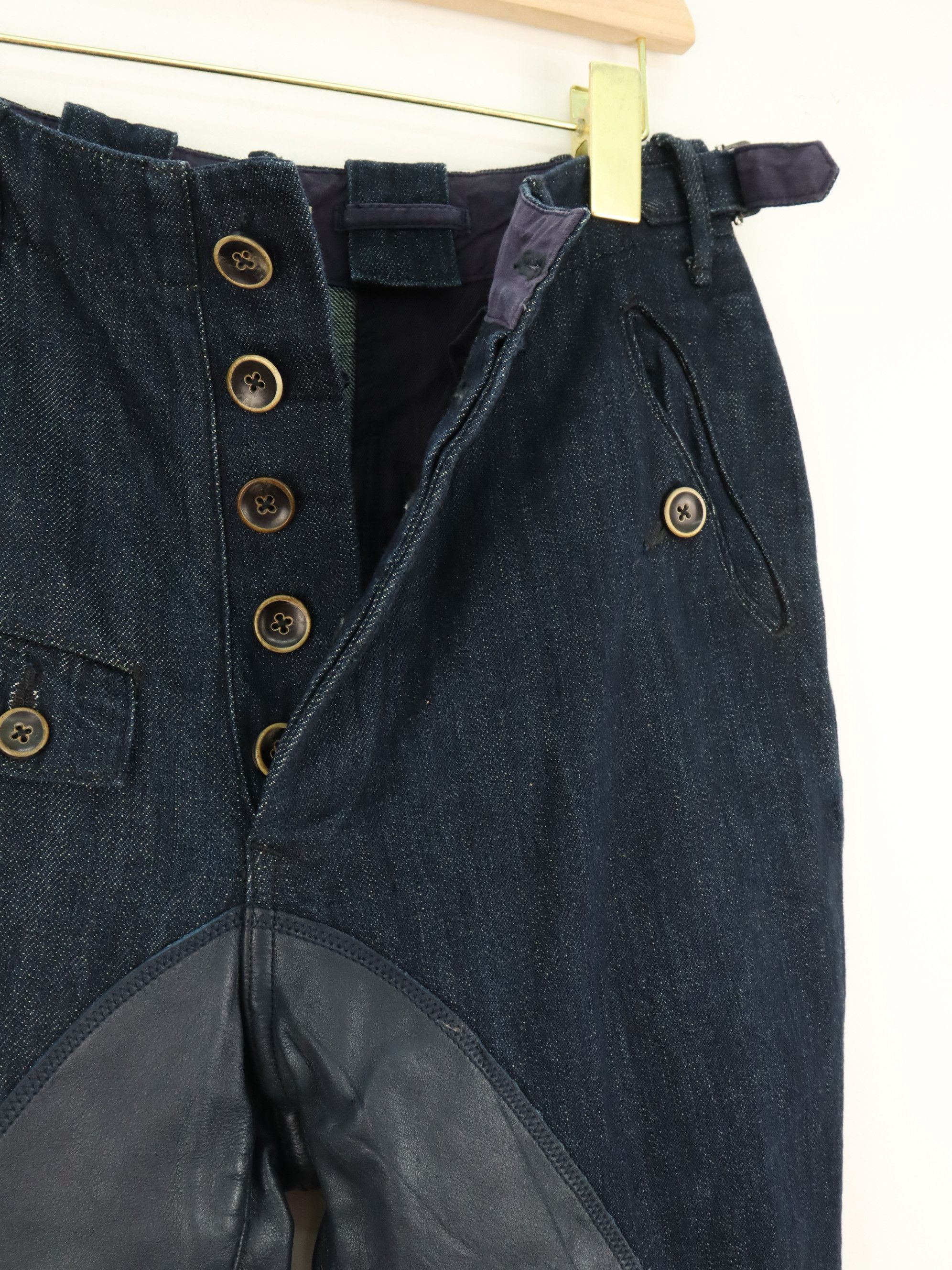 Kapital KAPITAL SADDLE LEATHER MID RISE DENIM JEAN PANT Size US 27 - 10 Thumbnail