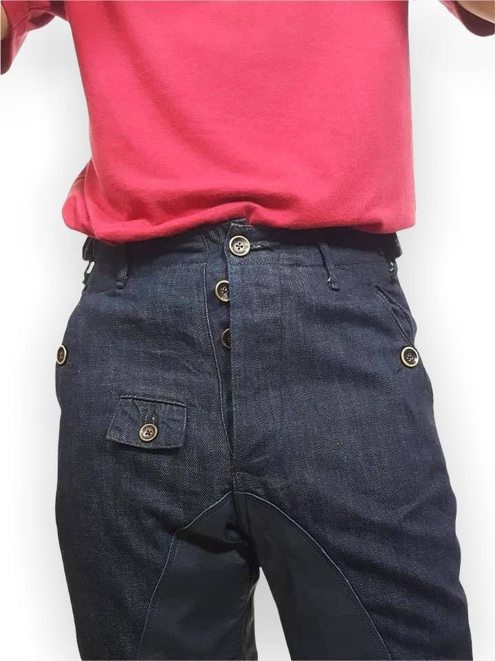 Kapital KAPITAL SADDLE LEATHER MID RISE DENIM JEAN PANT Size US 27 - 7 Thumbnail