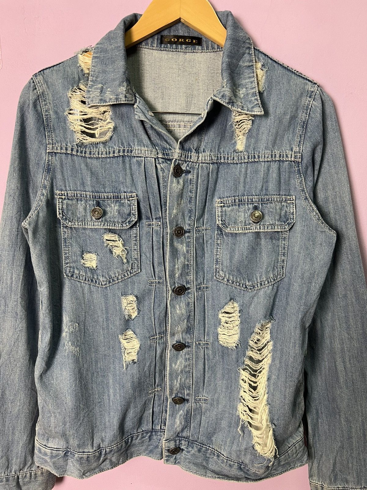 Japanese Brand 🔥Gorge Distressed Denim Shirts Size M / US 6-8 / IT 42-44 - 9 Thumbnail
