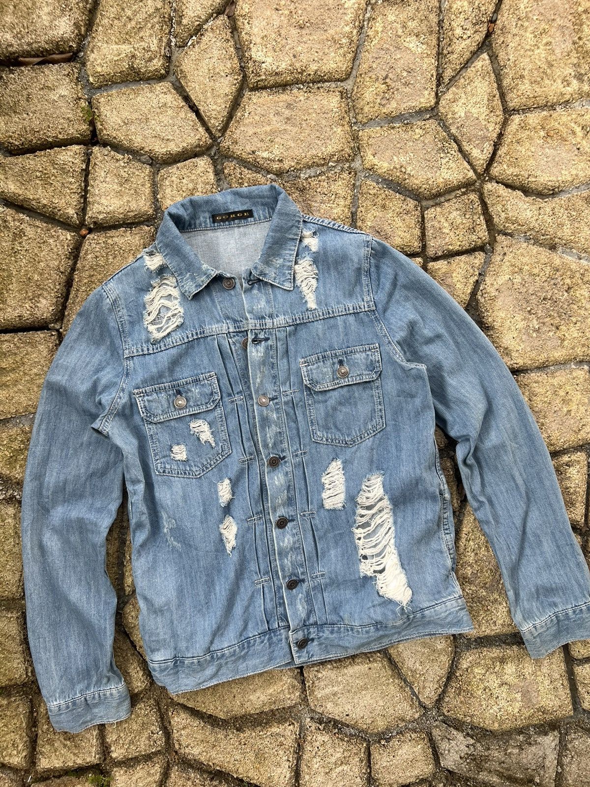 Japanese Brand 🔥Gorge Distressed Denim Shirts Size M / US 6-8 / IT 42-44 - 1 Thumbnail
