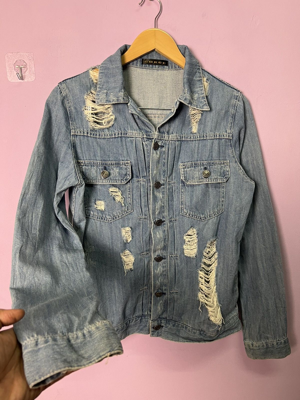 Japanese Brand 🔥Gorge Distressed Denim Shirts Size M / US 6-8 / IT 42-44 - 2 Thumbnail