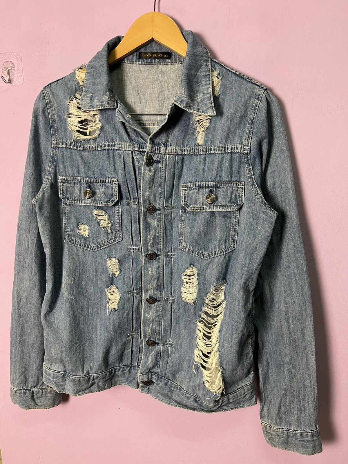 Japanese Brand 🔥Gorge Distressed Denim Shirts Size M / US 6-8 / IT 42-44 - 6 Thumbnail