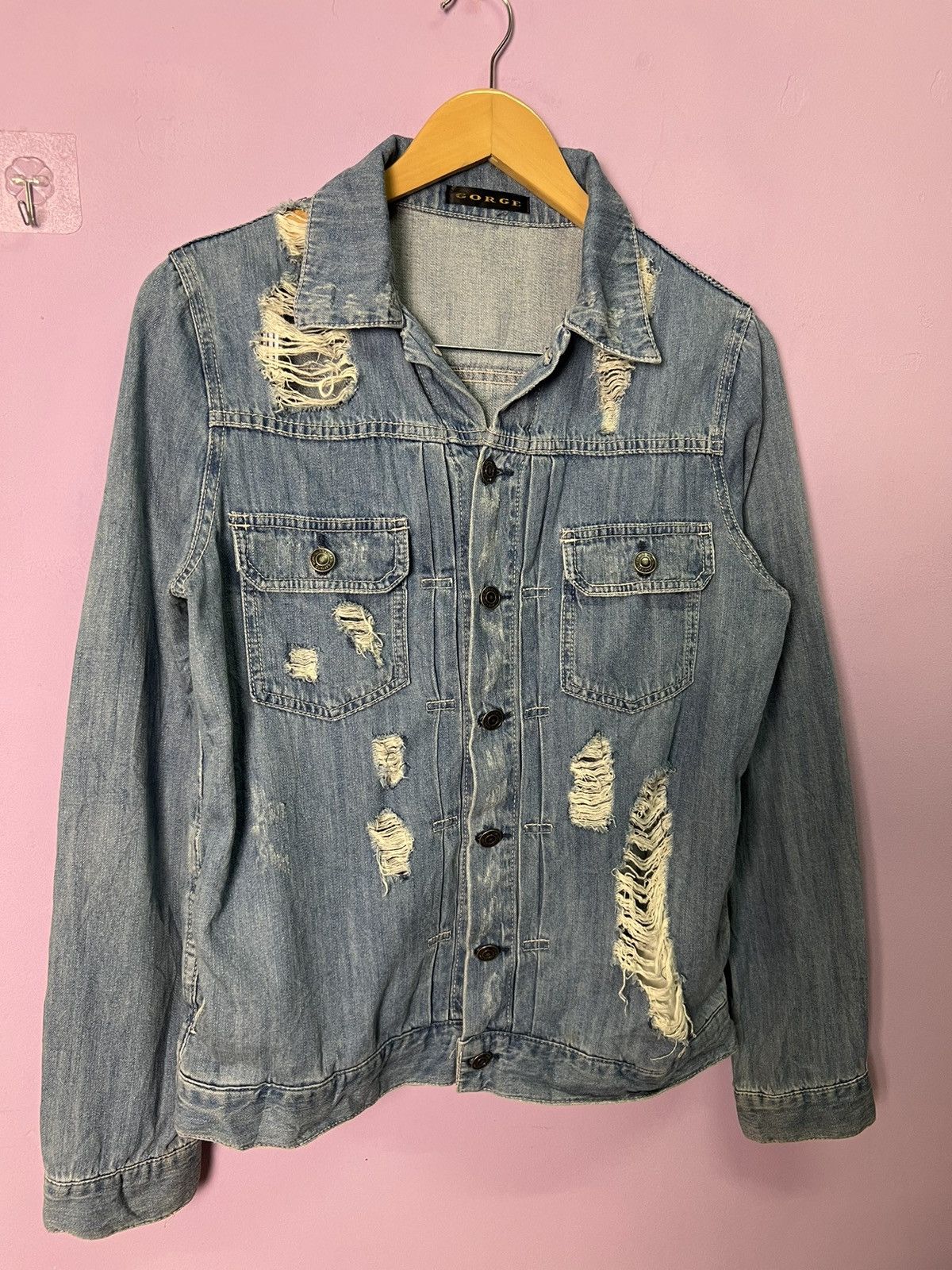 Japanese Brand 🔥Gorge Distressed Denim Shirts Size M / US 6-8 / IT 42-44 - 7 Thumbnail