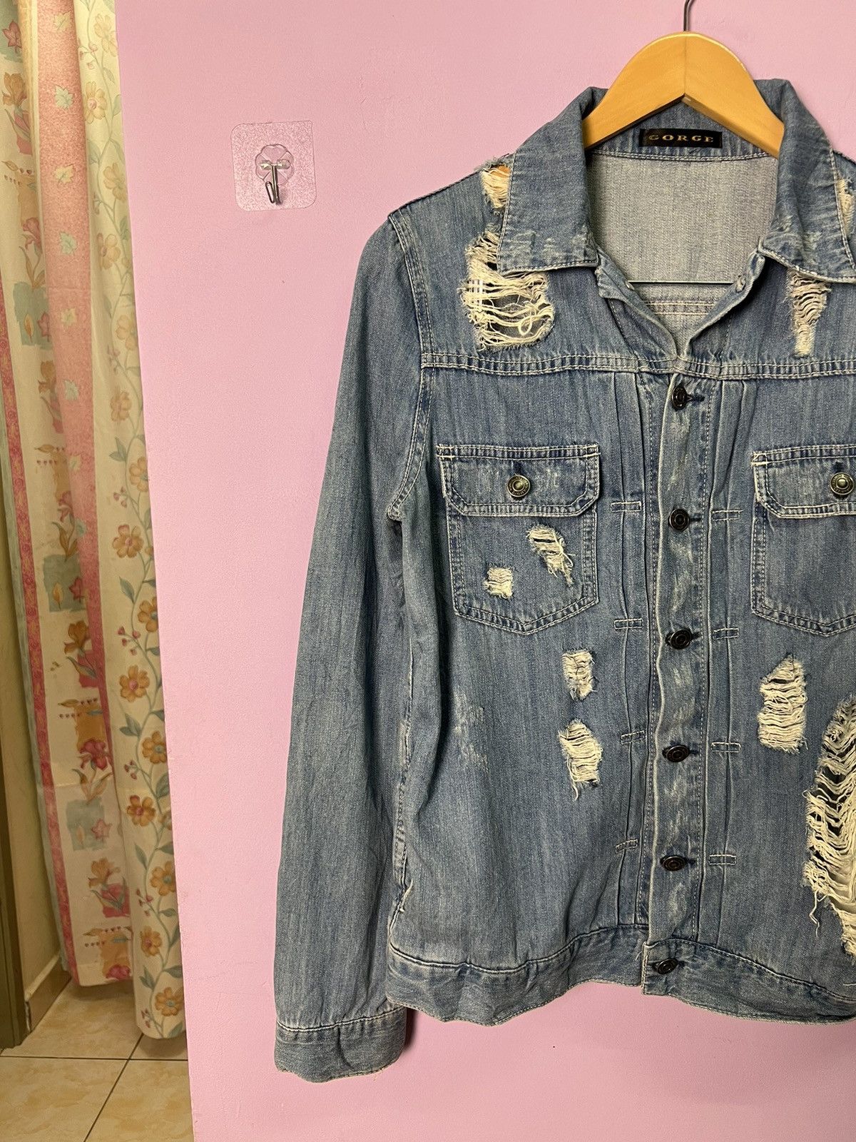 Japanese Brand 🔥Gorge Distressed Denim Shirts Size M / US 6-8 / IT 42-44 - 4 Thumbnail
