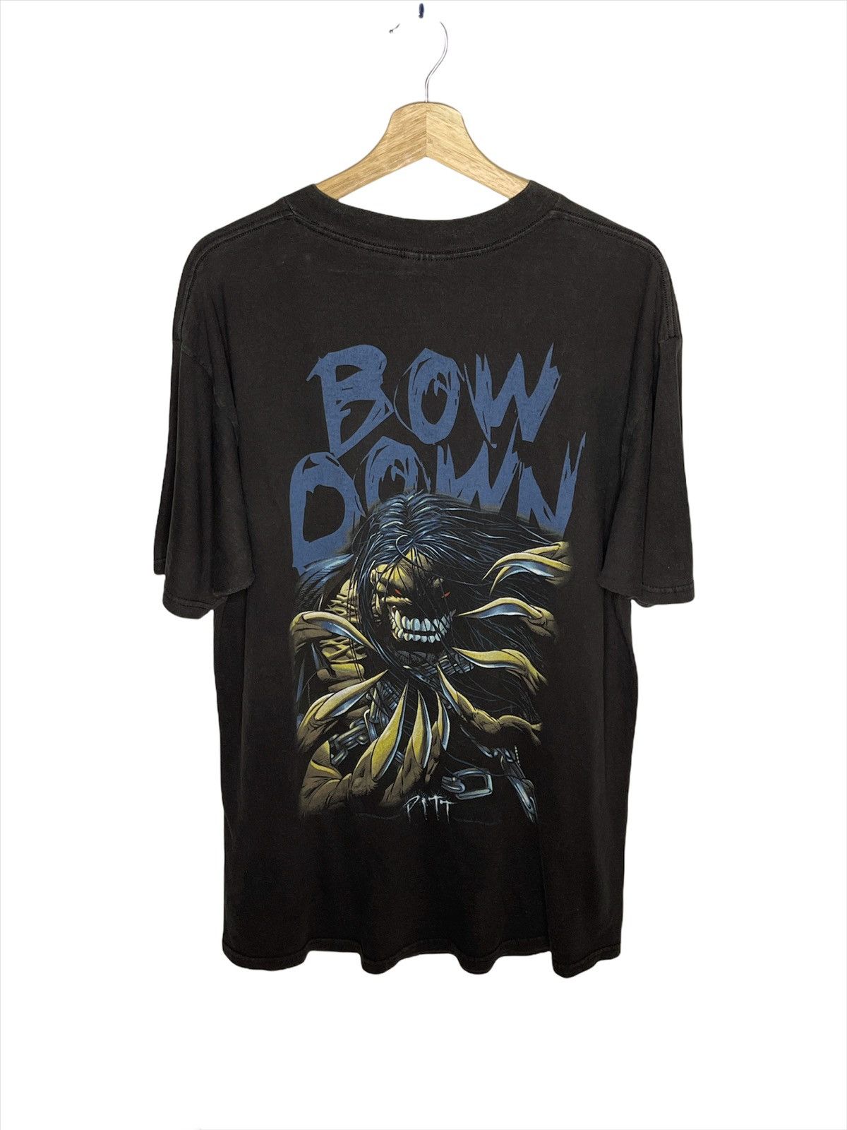 image of Anima x Comics Vintage Pitt Bow Down Comics T-Shirt in Black, Men's (Size XL)