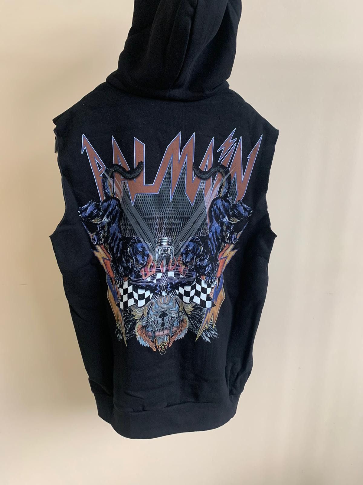 image of Balmain Sleeveless Serpent Hoodie In Black, Men's (Size XL)