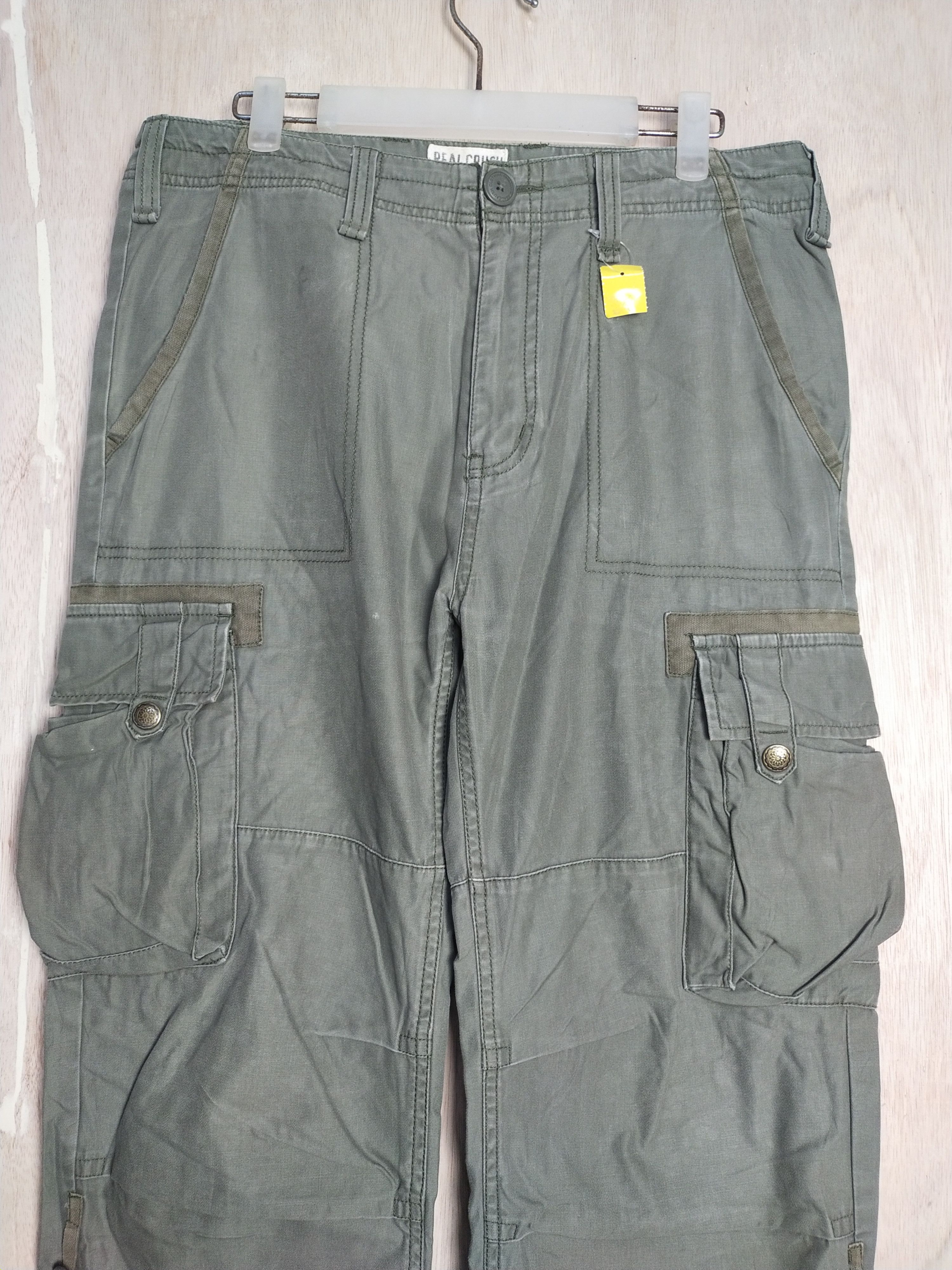 Japanese Brand Real Crush Green tactical utility Cargo Pants #2866 Size US 33 - 2 Thumbnail
