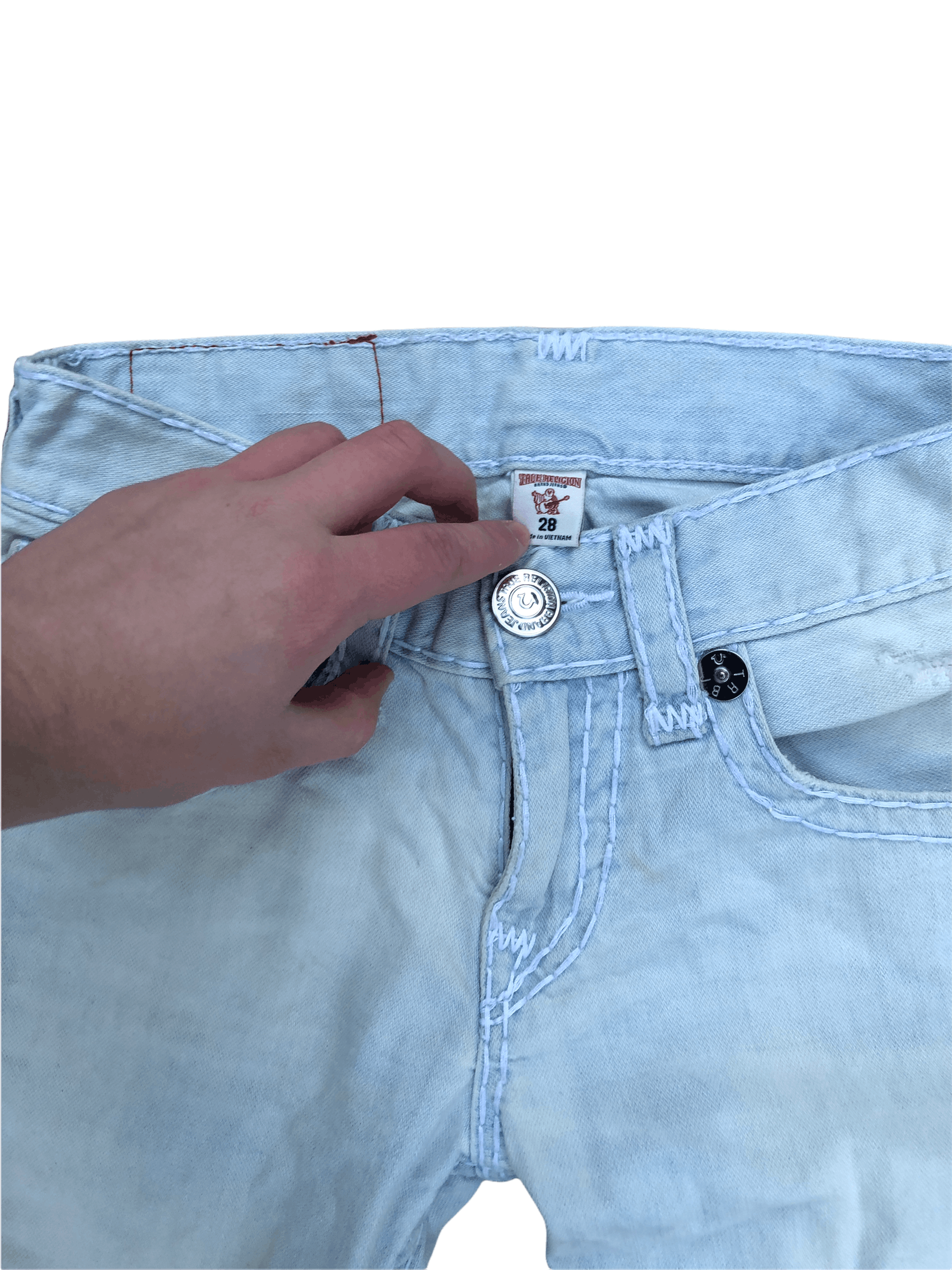 True Religion × Vintage Vintage True Religion Jeans Size 28 Straight Light Blue Size US 28 / EU 44 - 2 Thumbnail