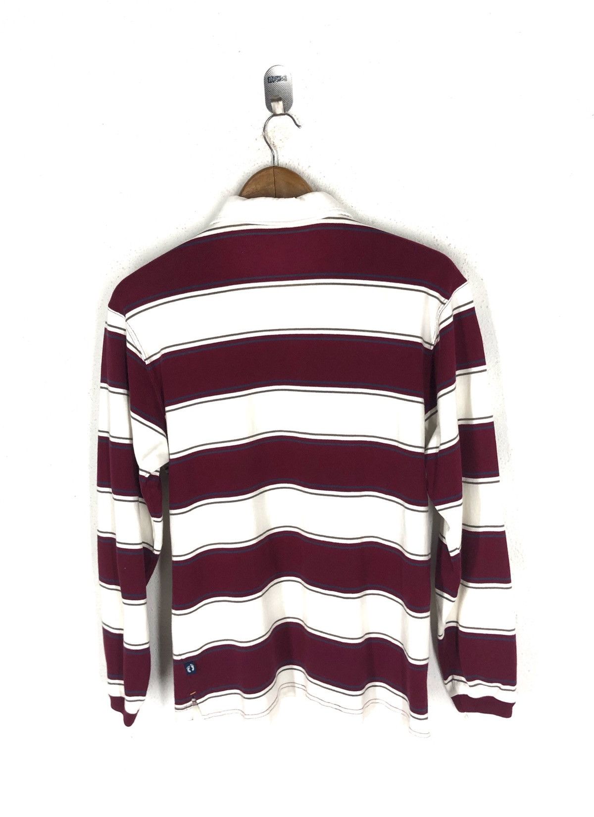 Hang Ten × Vintage Vtg Hang Ten Stripe Long Sleeve Polo Shirt Size US M / EU 48-50 / 2 - 2 Thumbnail