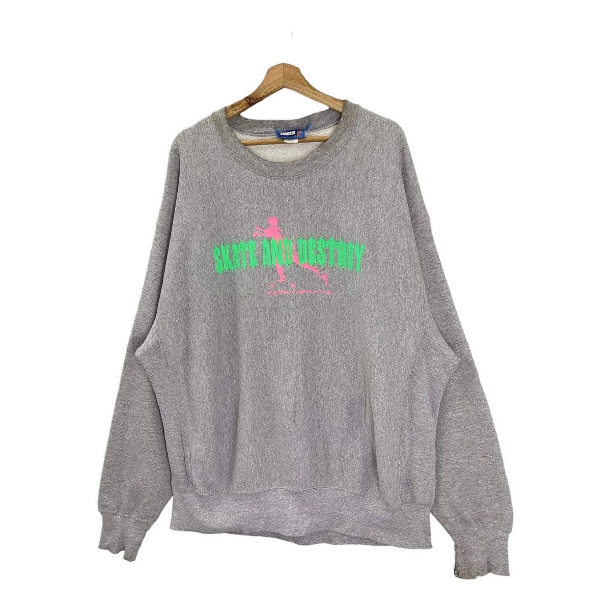 Vintage 90s Skate And Destroy Skaterboards Big Logo Sweatshirt Size US XL / EU 56 / 4 - 3 Thumbnail