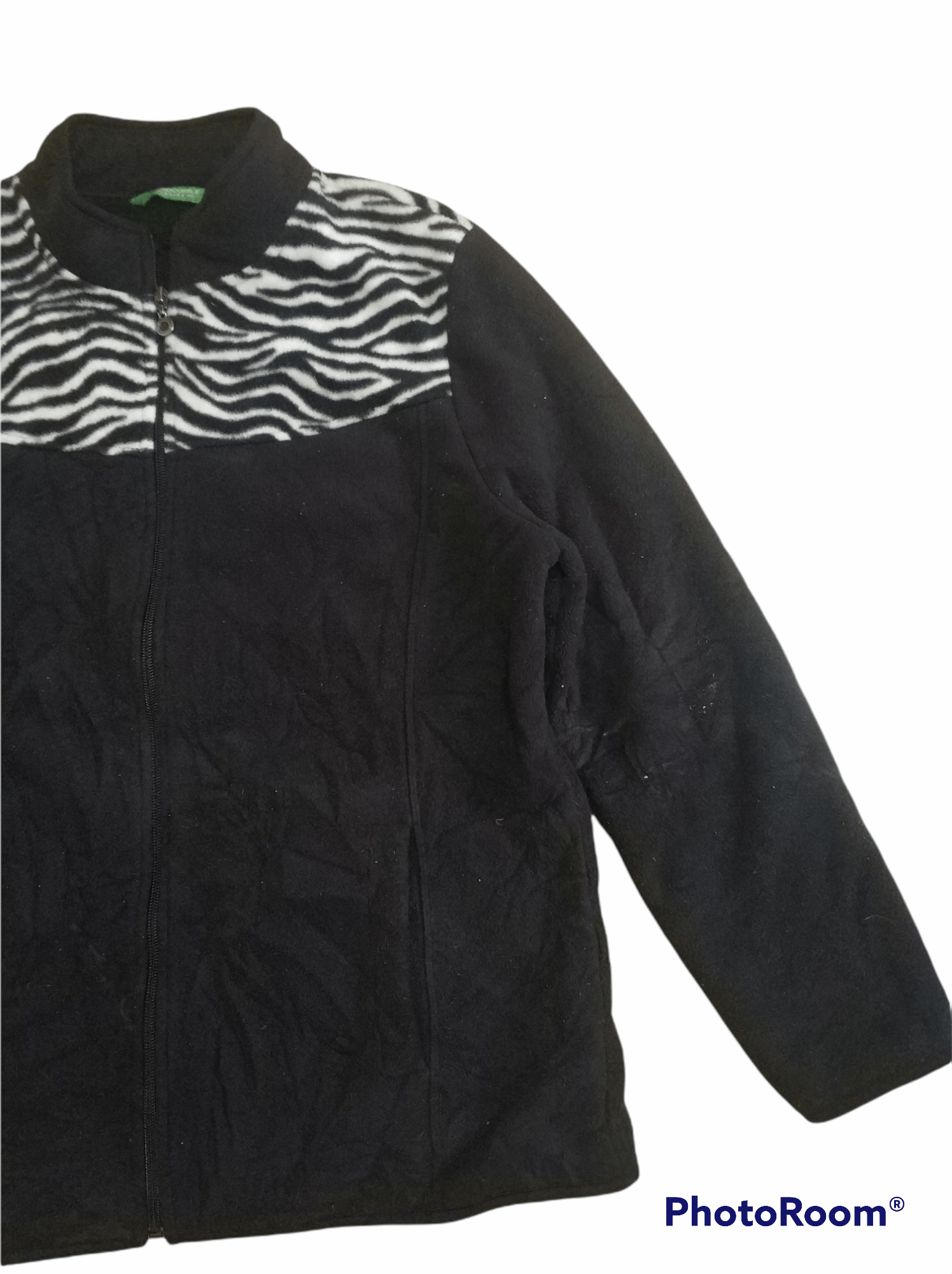 Japanese Brand 🔥Zebra Stripe Crocodile Ladies Fleece Jacket Size L / US 10 / IT 46 - 2 Thumbnail