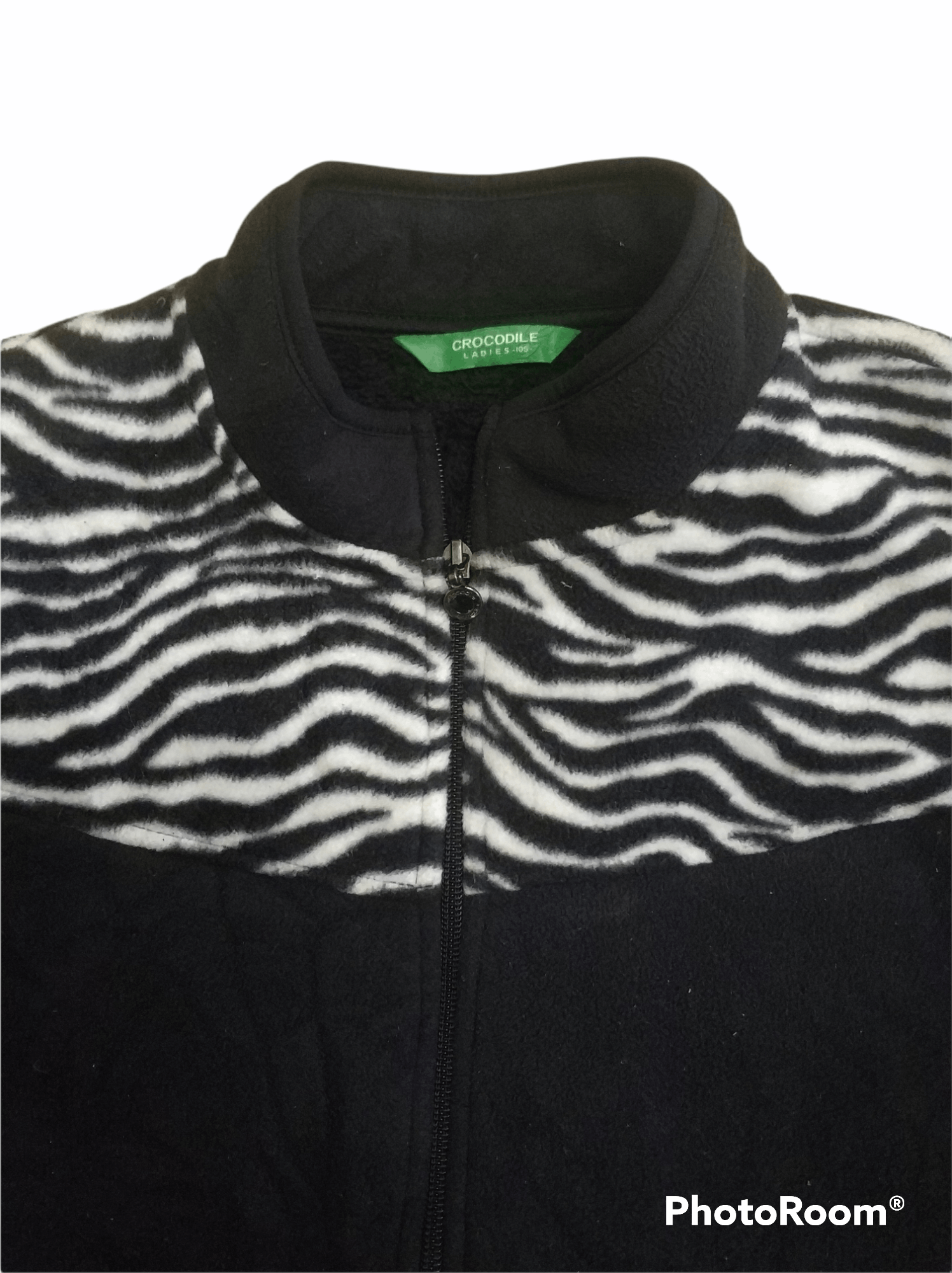 Japanese Brand 🔥Zebra Stripe Crocodile Ladies Fleece Jacket Size L / US 10 / IT 46 - 4 Thumbnail