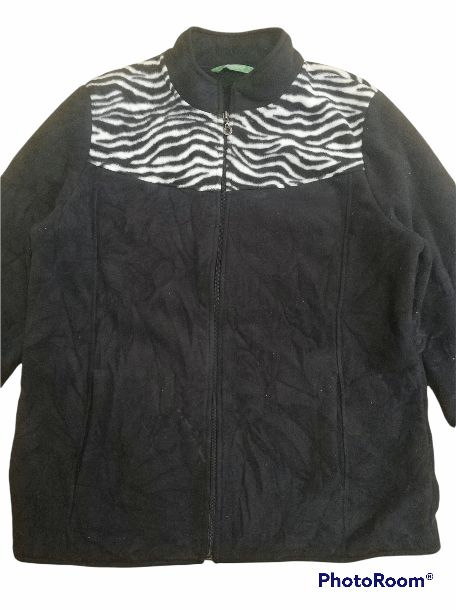 Japanese Brand 🔥Zebra Stripe Crocodile Ladies Fleece Jacket Size L / US 10 / IT 46 - 6 Thumbnail