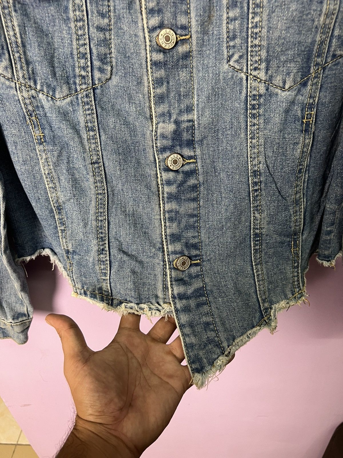 Other 🔥Cropped Flower Embroidery Denim Jacket Size L / US 10 / IT 46 - 9 Thumbnail