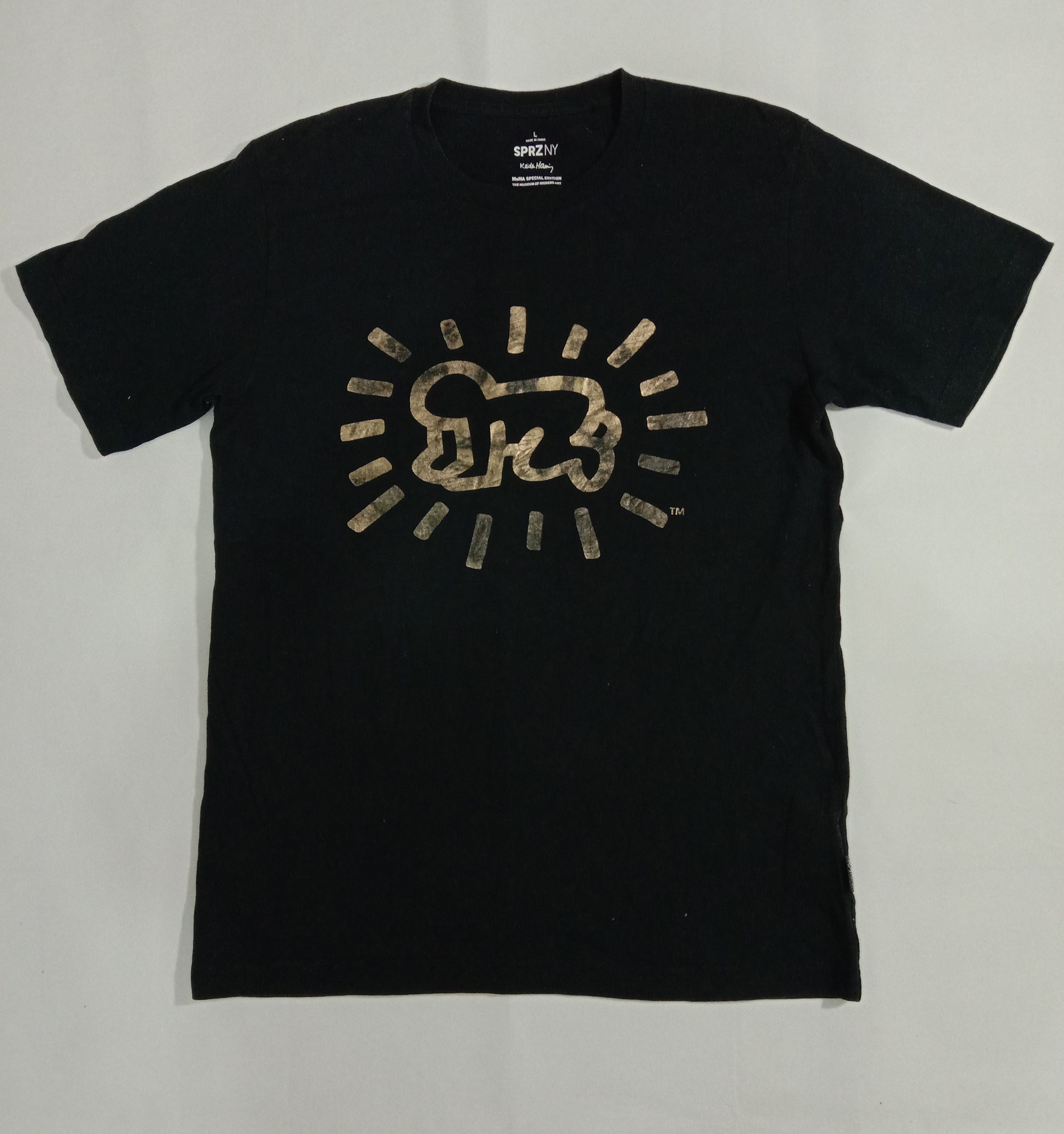 image of Sprzny Keith Haring Boy Crawling Pop Art Unisex Tee in Black, Men's (Size Medium)
