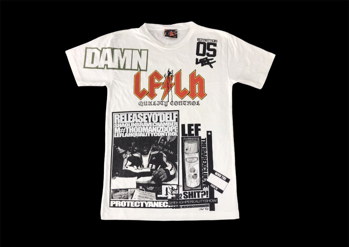 image of Art x Rap Tees Leflah Graphic Supply Quality Control Riot Logo Tee in White, Men's (Size Small)
