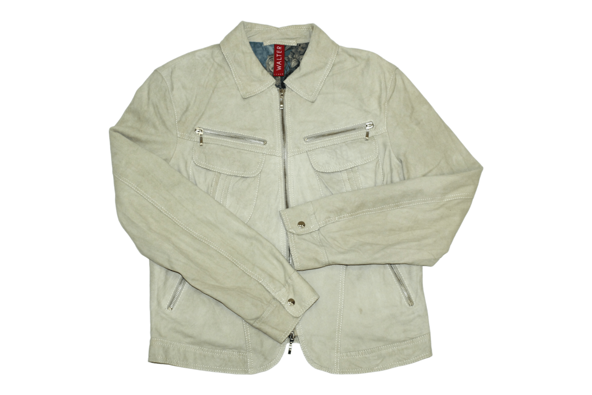 image of Vintage VTG Walter Leder Jacket Renaissance Artwork Lined in Beige, Women's (Size Medium)