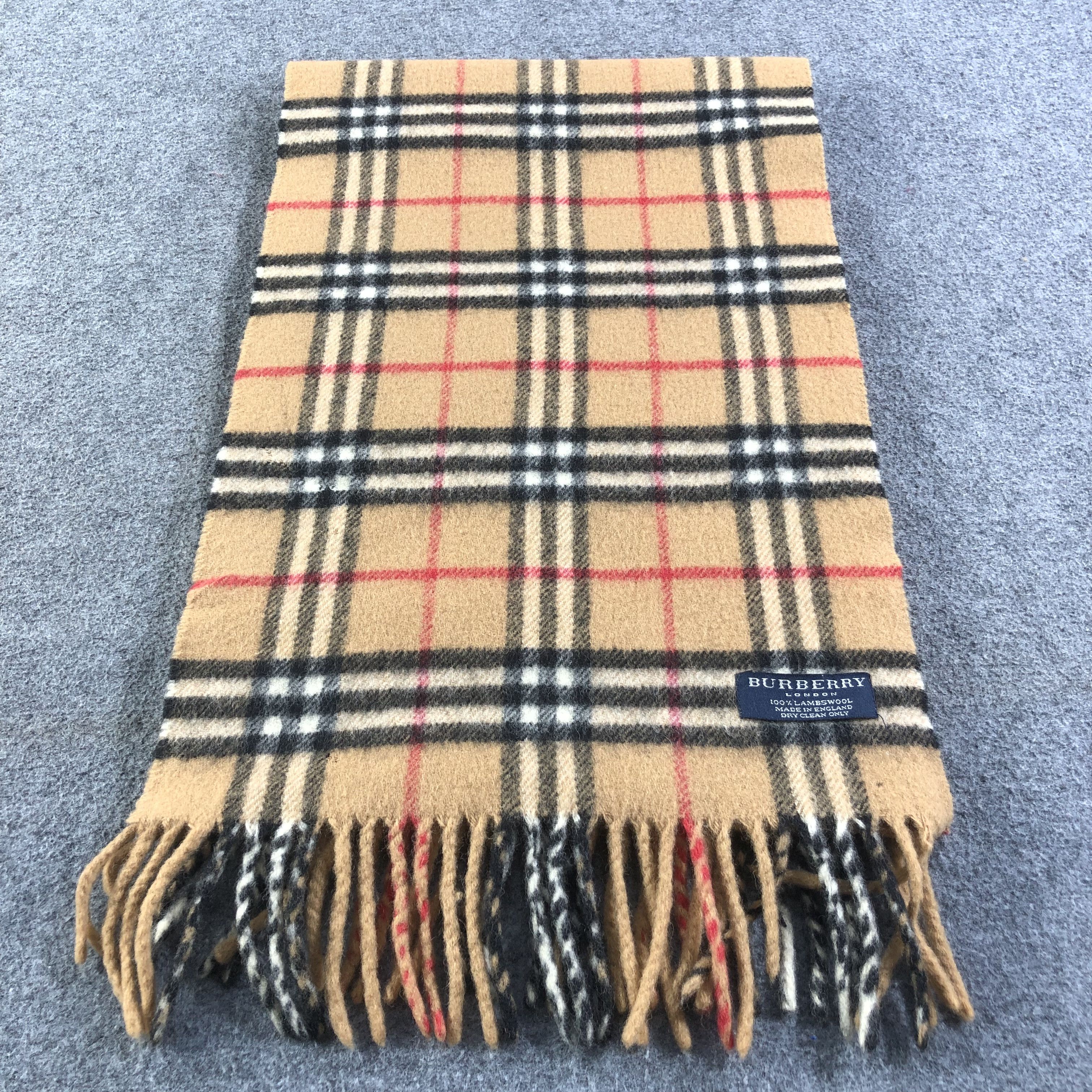 Burberry Burberrys Nova Check Tan Wool Scarf Muffler V1096 Size ONE SIZE - 3 Thumbnail