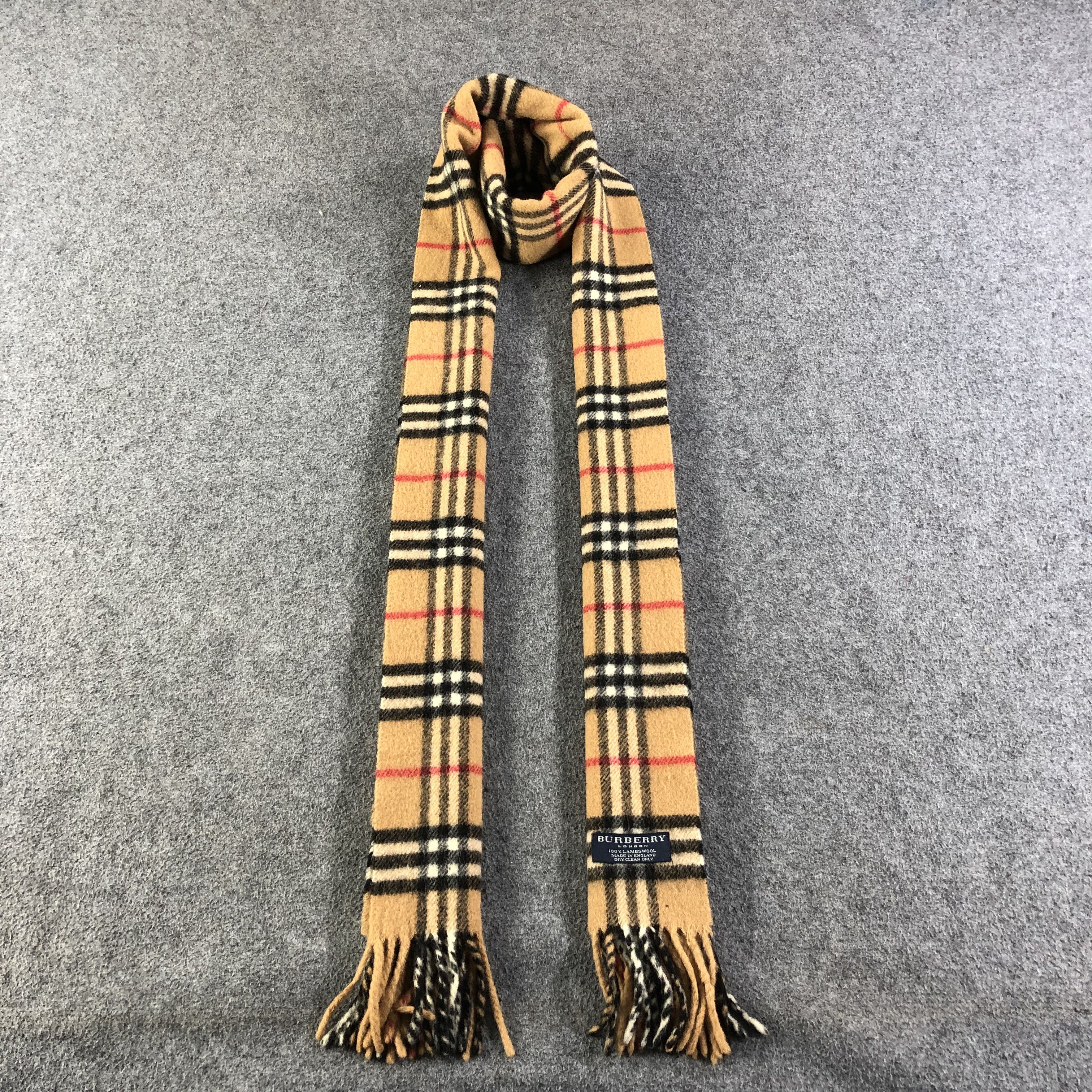 Burberrys Nova Check Tan Wool Scarf Muffler V1096