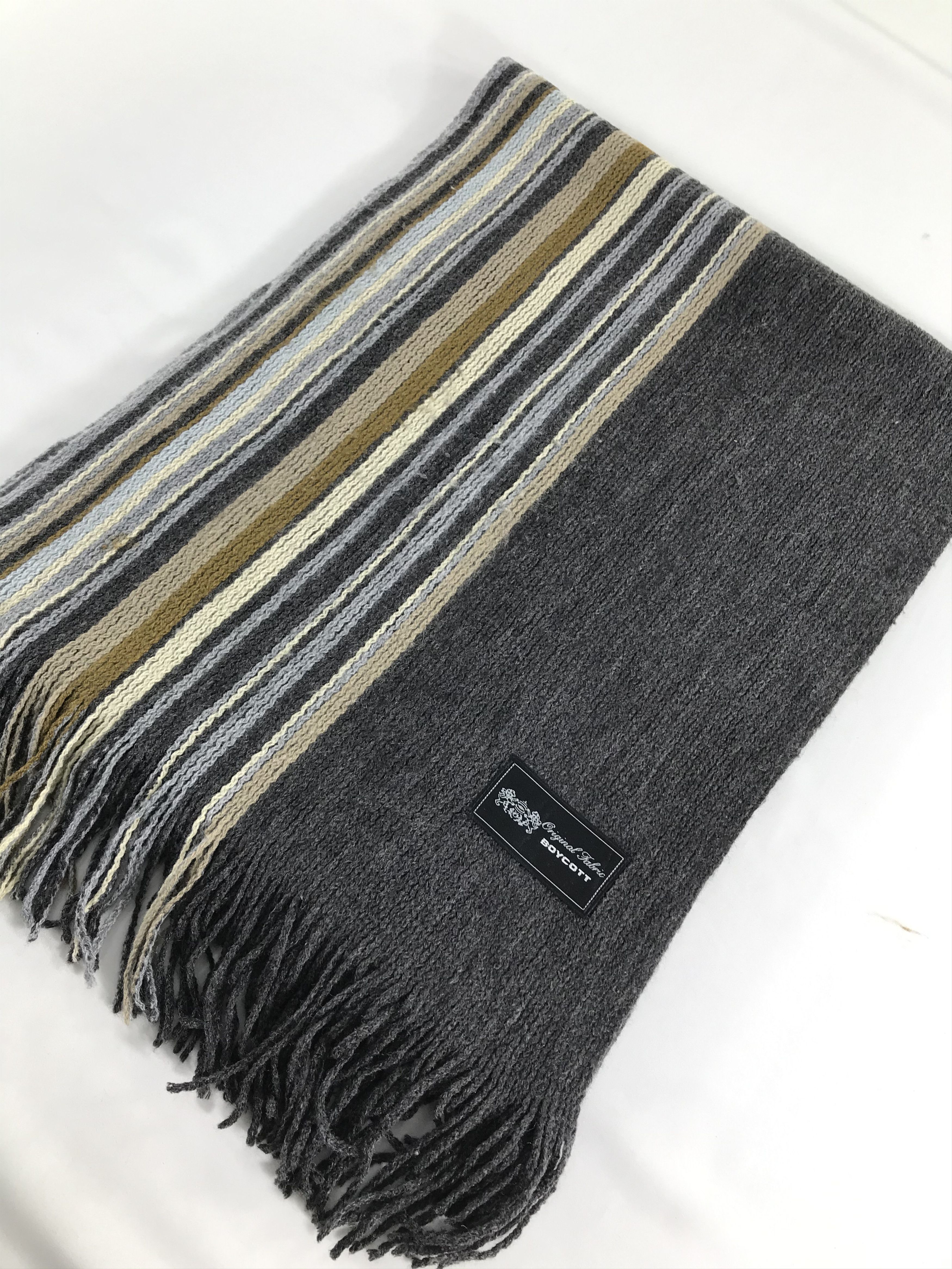 Boycott Boycott Stripe Knit Wool Scarf Muffler V245 Size ONE SIZE - 3 Thumbnail