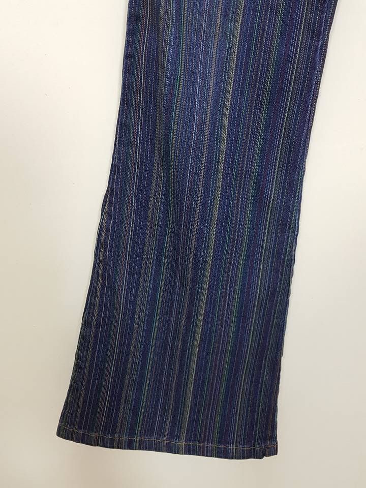 Designer × Japanese Brand Multicolour Vertical Colorway Boot Cut Stretchable Pant Size US 31 - 10 Thumbnail