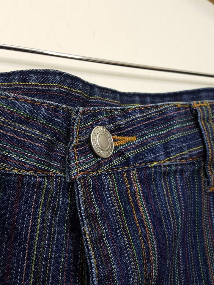 Designer × Japanese Brand Multicolour Vertical Colorway Boot Cut Stretchable Pant Size US 31 - 12 Thumbnail