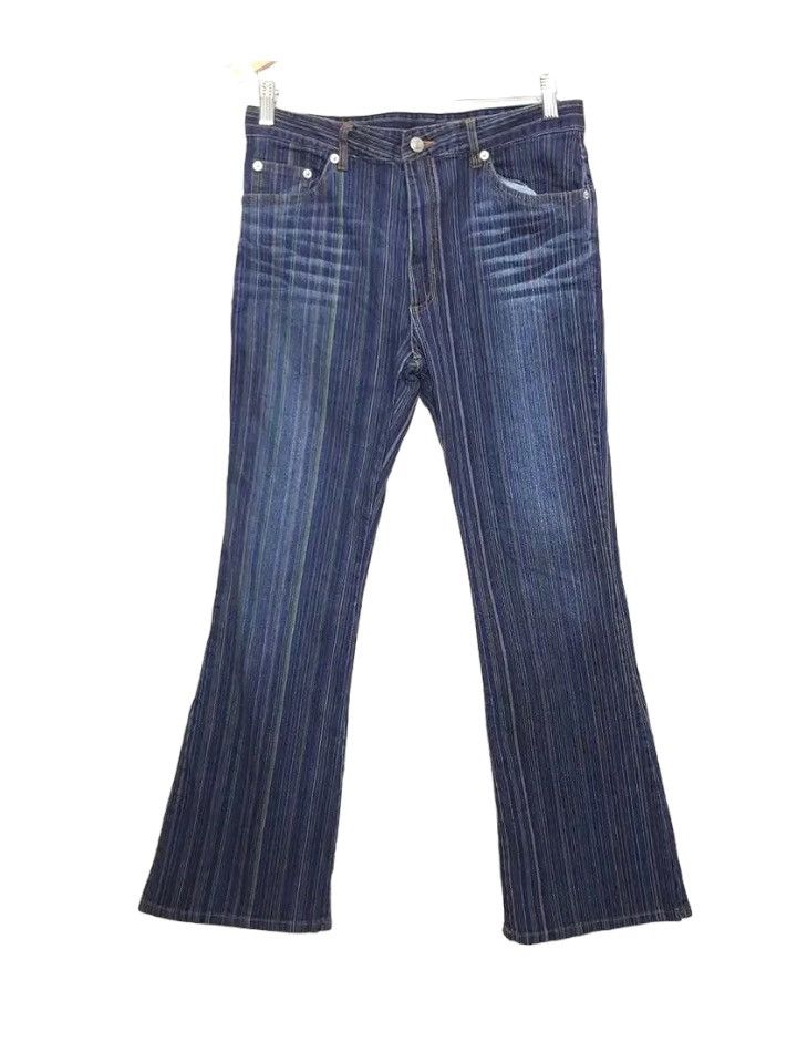 Designer × Japanese Brand Multicolour Vertical Colorway Boot Cut Stretchable Pant Size US 31 - 1 Thumbnail