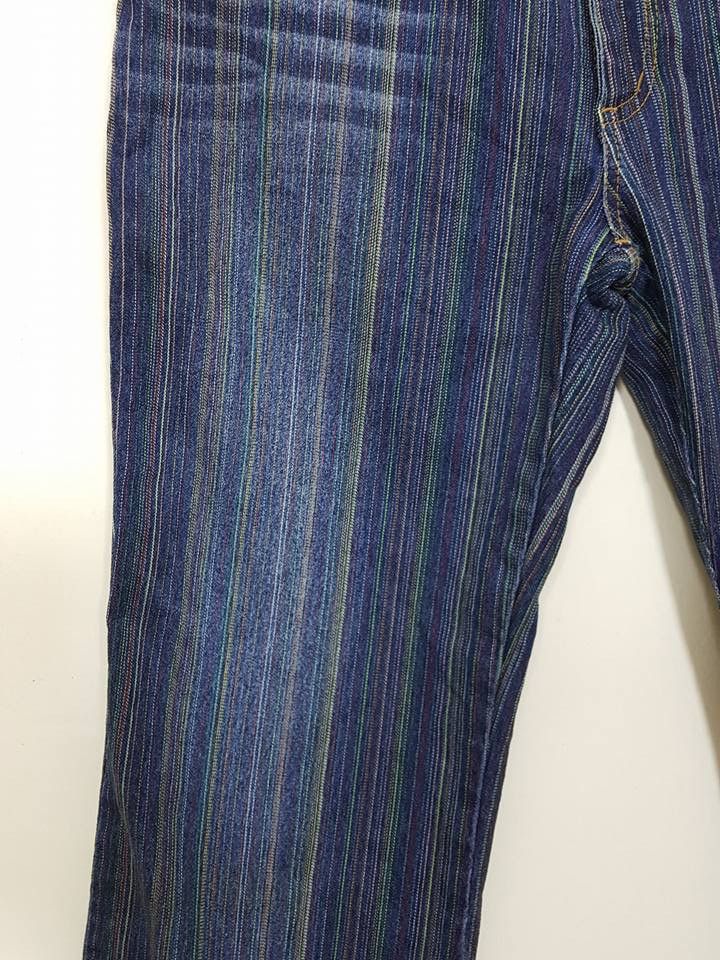 Designer × Japanese Brand Multicolour Vertical Colorway Boot Cut Stretchable Pant Size US 31 - 8 Thumbnail