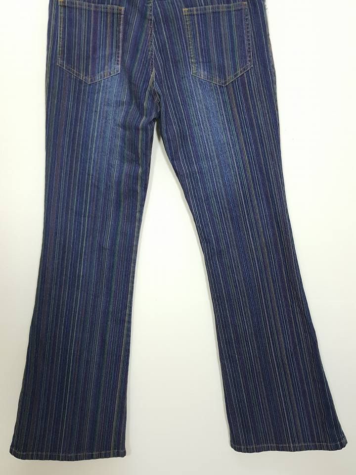 Designer × Japanese Brand Multicolour Vertical Colorway Boot Cut Stretchable Pant Size US 31 - 6 Thumbnail