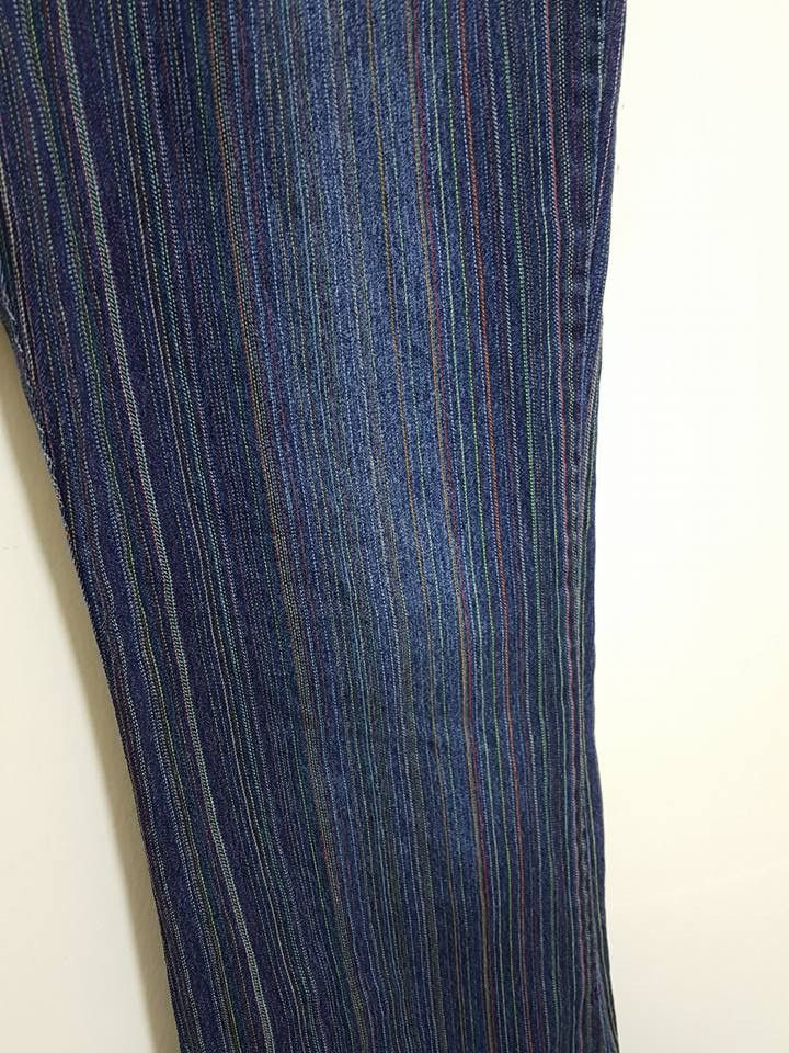 Designer × Japanese Brand Multicolour Vertical Colorway Boot Cut Stretchable Pant Size US 31 - 9 Thumbnail