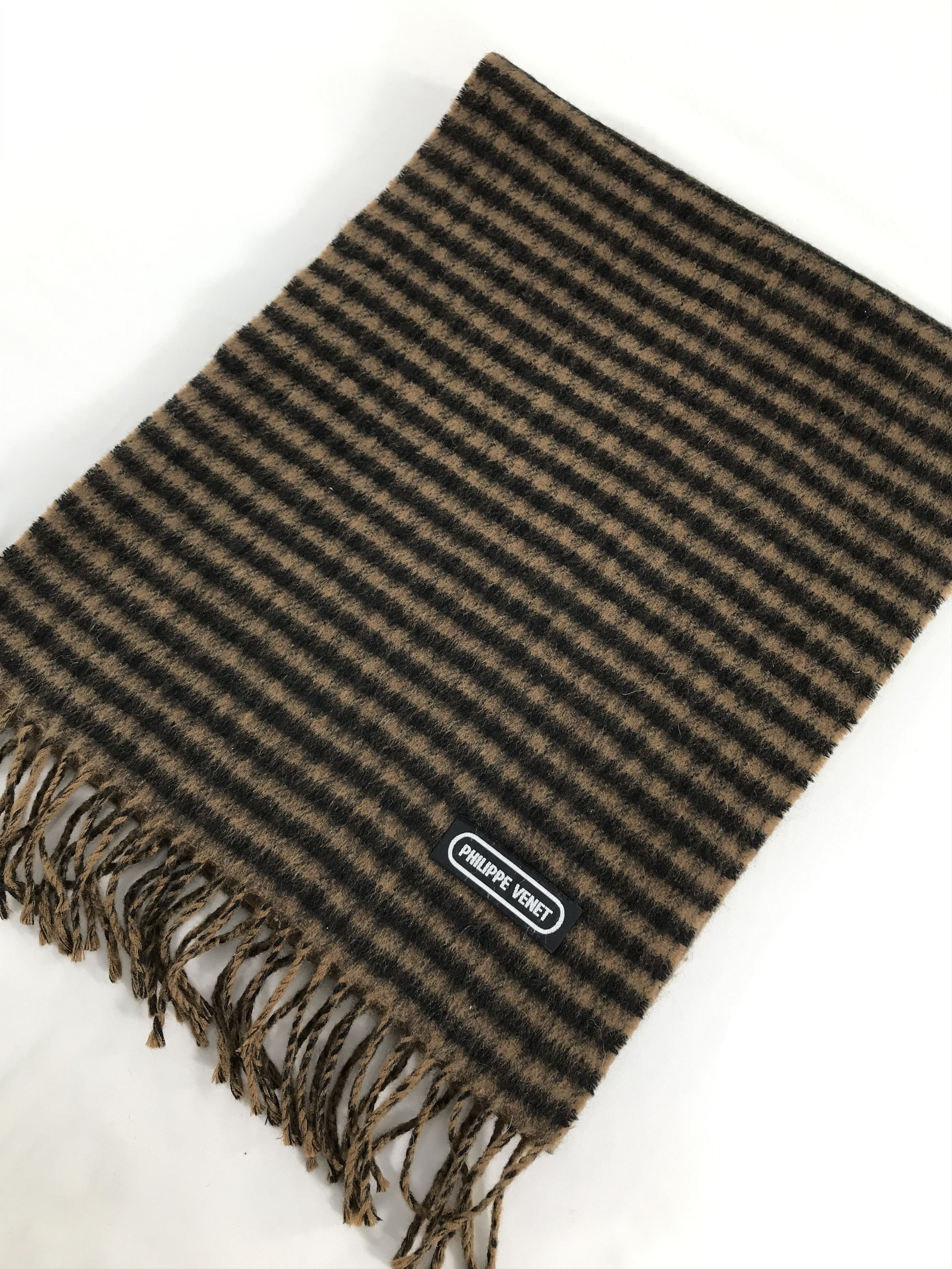 Vintage Philippe Venet Gingham Wool Scarf Muffler V272 Size ONE SIZE - 2 Thumbnail